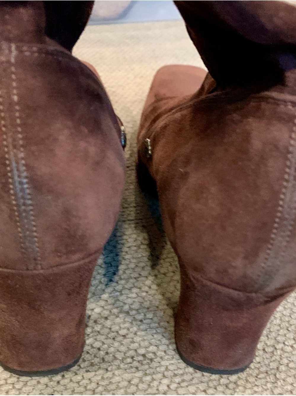 Versace Dark Brown Suede Stretch Ankle, Heeled Boots - Picture 5 of 7